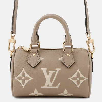 Pre-owned Louis Vuitton Nano Speedy Tourterellegray Monogram Empreinte Leather Size Nano In Gray