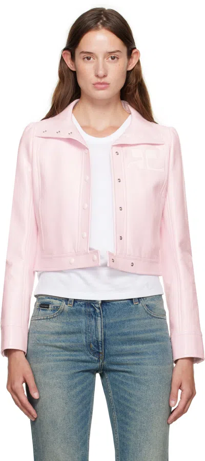 Courrèges Textured Vinyl Crop Jacket In Pink