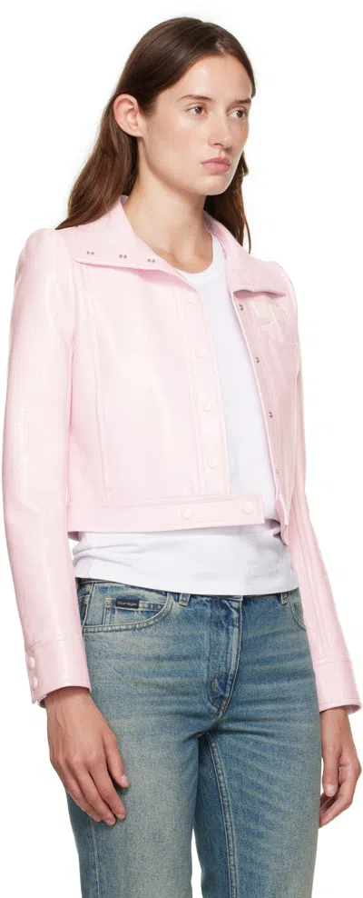 Courrèges Textured Vinyl Crop Jacket In Pink