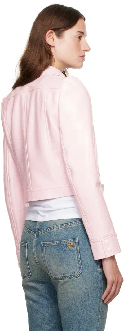 Courrèges Textured Vinyl Crop Jacket In Pink