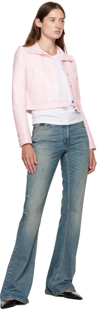 Courrèges Textured Vinyl Crop Jacket In Pink