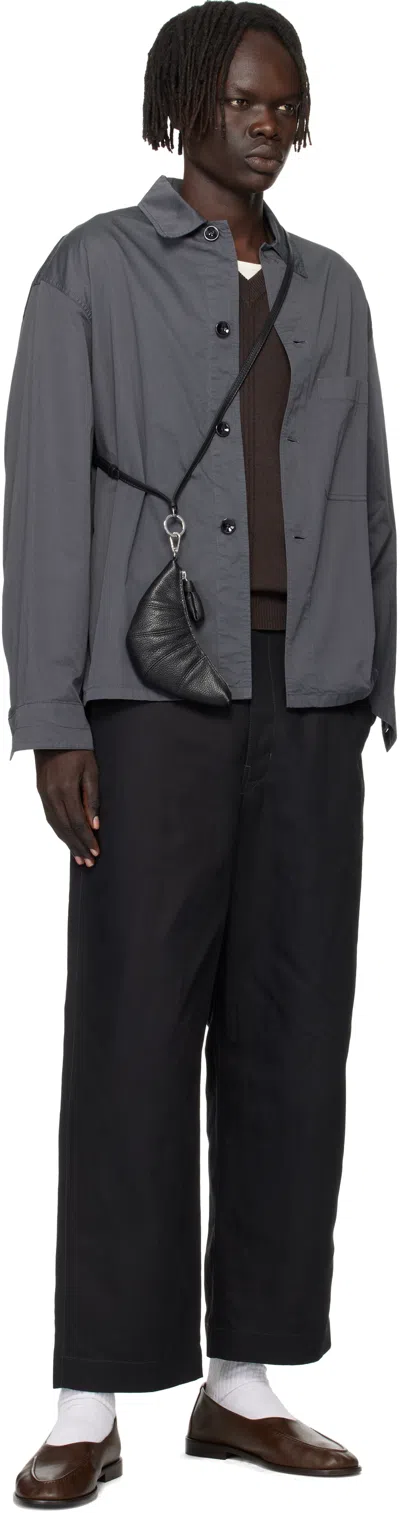 Lemaire Black Cross-body Croissant Coin Pouch In Black