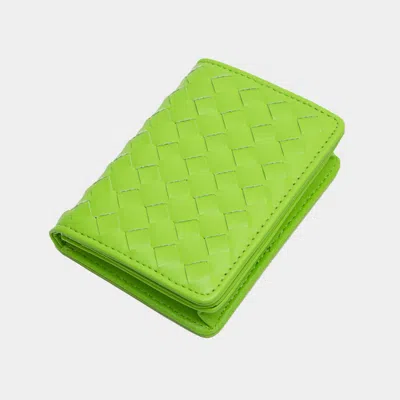Fashnzfab Faux Leather Basket Weave Fold Card Holder Wallet In Multi