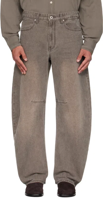 Coor Gray Embossed Washed Jeans In Gray
