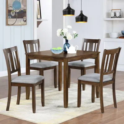 Streamdale Furniture Streamdale Modern Square Dining Set: Table & 4 Upholstered Chairs