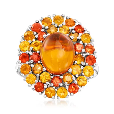 Ross-simons Amber Ring With Orange And Yellow Citrine In Sterling Silver In Metallic
