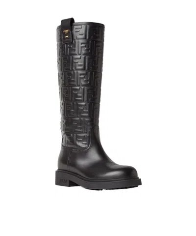 Fendi Wire Stamped Ff Motif High Boots Shoes In Multi