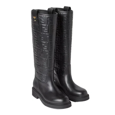 Fendi Wire Stamped Ff Motif High Boots Shoes In Multi