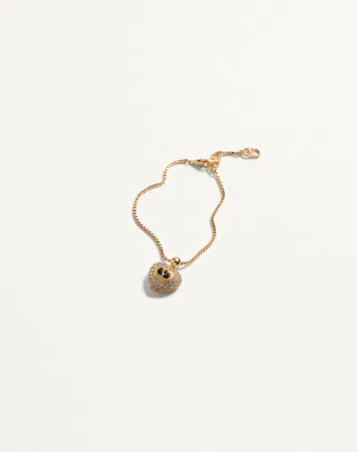 Valentino Womens Oro Nero Crystal Coeur Royal Metal And Swarovski Crystal Bracelet In Gold
