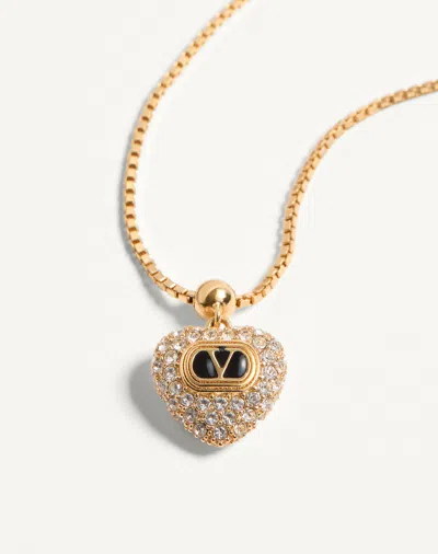 Valentino Womens Oro Nero Crystal Coeur Royal Metal And Swarovski Crystal Bracelet In Gold