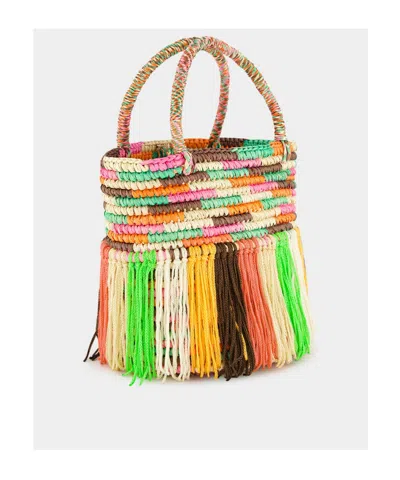 Sensi Studio Baby Fringed Woven Tote Bag