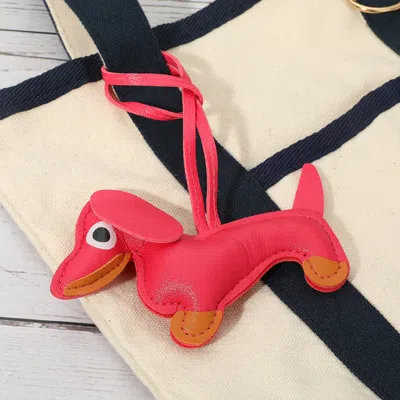 Fashnzfab Faux Leather Dachshund Dog Bag Charm In Pink
