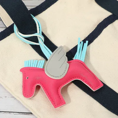 Fashnzfab Faux Leather Winged Horse Bag Charm In Pink