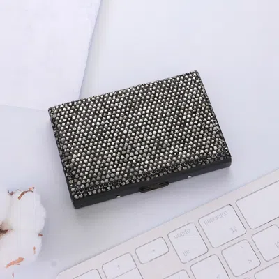 Fashnzfab Bling Studded Card Case In Blue