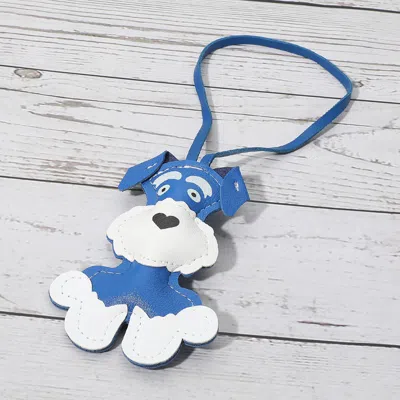 Fashnzfab Faux Leather Adorable Dog Bag Charm In Blue