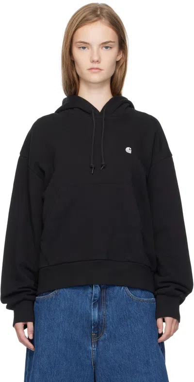 Carhartt Casey Logo-embroidered Cotton Hoodie In Black
