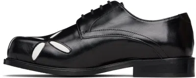 Stefan Cooke Ssense Exclusive Black & White Slashed Square Toe Derbys In Black