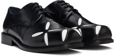 Stefan Cooke Ssense Exclusive Black & White Slashed Square Toe Derbys In Black