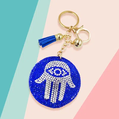 Fashnzfab Bling Hamsa Hand Tassel Keychain In Gold