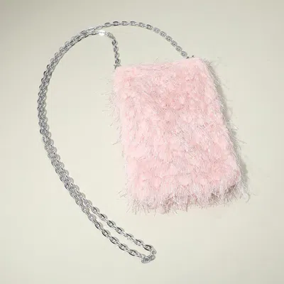 Fashnzfab Fluffy Faux Fur Crossbody Phone Case Bag In Pink