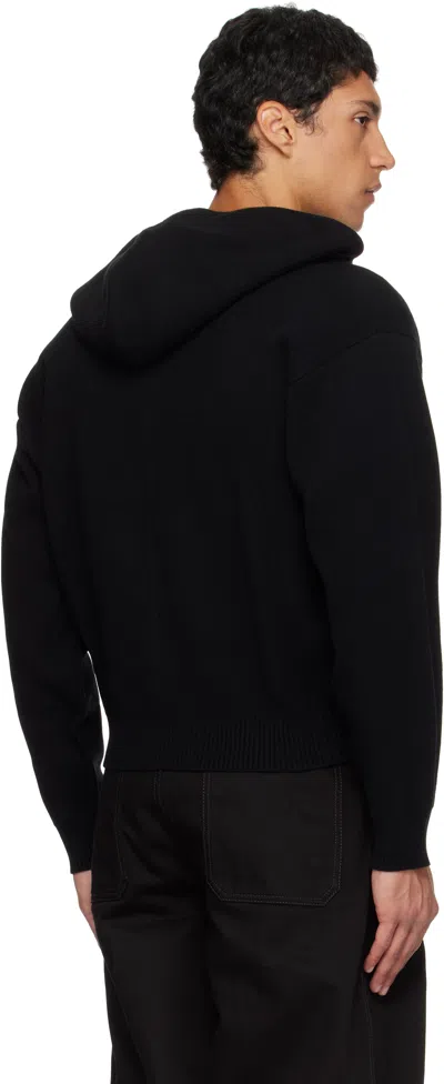Coor Black Double Face Wool Blend Zip-up Hoodie In Black