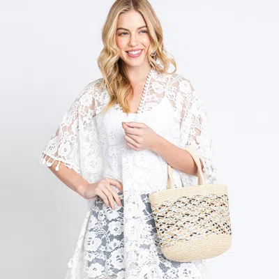 Fashnzfab Mixed Color Straw Bag In Pink