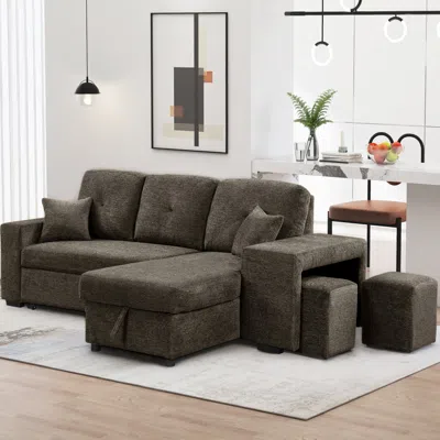 Streamdale Furniture Streamdale Knox Charcoal Sectional Sofa Bed With Storage Chaise