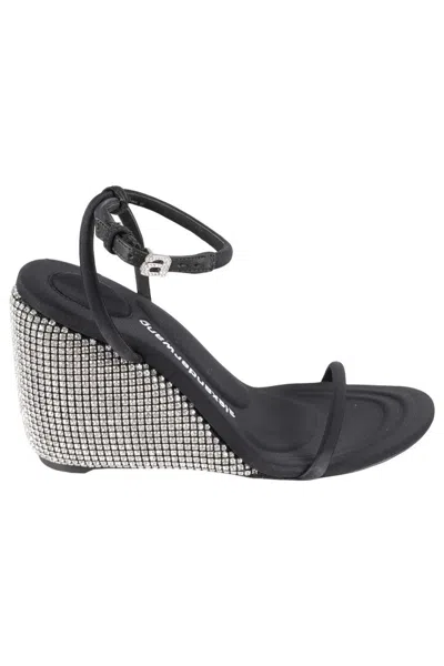Alexander Wang Dahlia 105 Crystal Wedge Sandal In Gray
