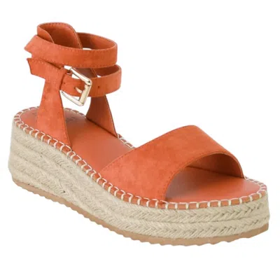 Beast Fashion Women's Everly Fedrick Espadrille Wedge Sandal In Orange In Orange