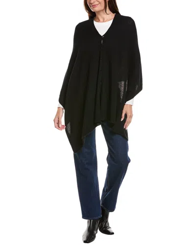 Amicale Cashmere Button Shoulder Cashmere Poncho In Black