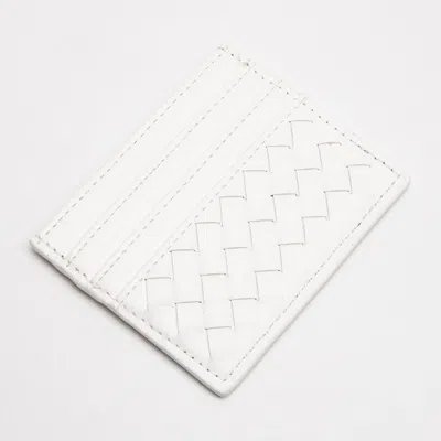 Fashnzfab Faux Leather Basket Weave Card Holder Wallet In White