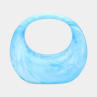 Fashnzfab Marbled Acrylic Crescent Hand Bag In Blue