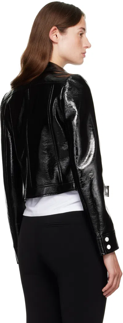 Courrèges Textured Vinyl Crop Jacket In Black