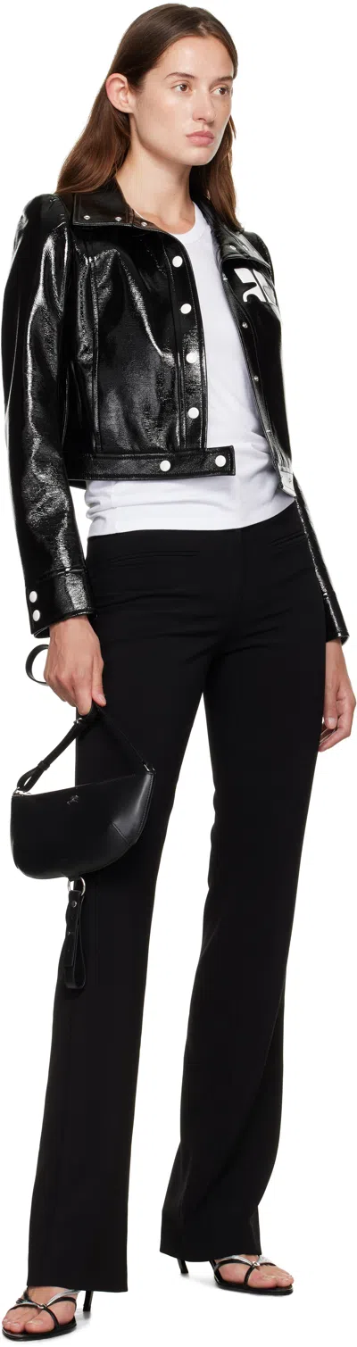 Courrèges Textured Vinyl Crop Jacket In Black
