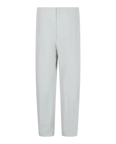 Ferragamo Twill Chino Trousers In Silver
