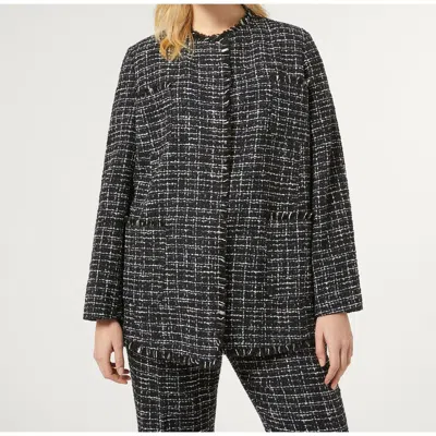 Marina Rinaldi Bouclé Open-front Blazer In Black
