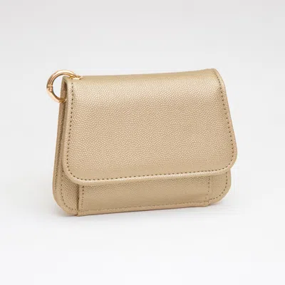 Fashnzfab Faux Pebble Leather Compact Card Wallet Bag Charm In Gray