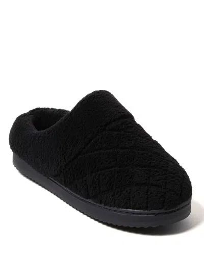 Dearfoams Libby Quilted Terry Womens Memory Foam Clog Slippers In Black
