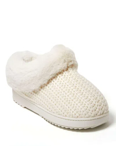 Dearfoams Hannah Festive Knit Womens Memory Foam Clog Slippers In White