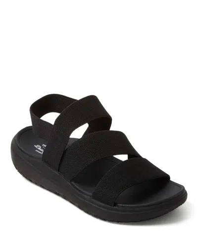 Dearfoams Emilia Elastic Gore Strappy Sandal In Black