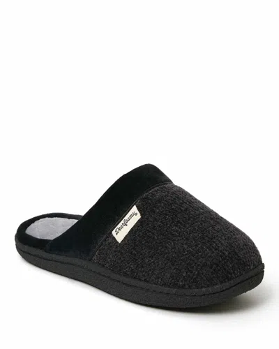 Dearfoams Womens Samantha Chenille Scuff House Slipper In Black