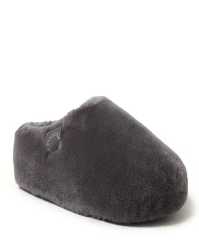 Dearfoams Fireside By  Women's Maryboro Genuine Shearling Platform Fuzzy Clog Slipper In Gray