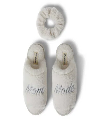 Dearfoams Womens Louise Embroidered Mom Slide Slipper Gift Set With Scrunchie In Multi