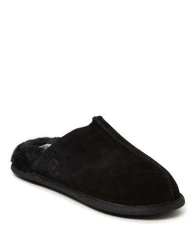 Dearfoams Men's Bradford Genuine Suede Scuff House Slipper In Black