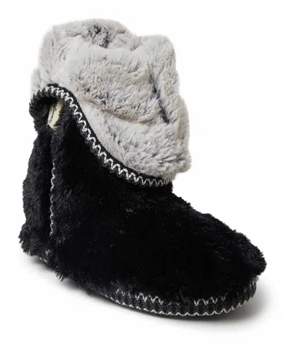 Dearfoams Beth Faux Fur Fold Down Fuzzy Bootie Slipper In Black