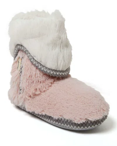 Dearfoams Women's Beth Faux Fur Fold Down Fuzzy Bootie House Slipper Boot In Pink