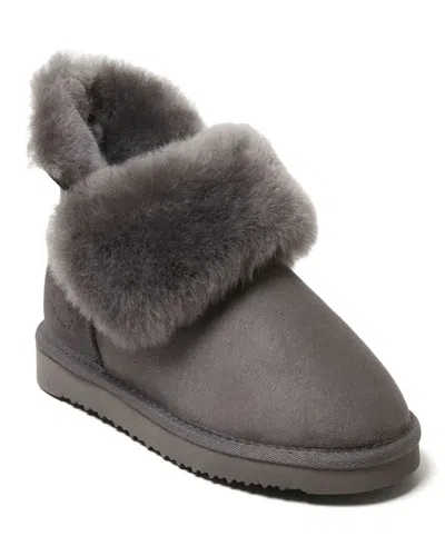 Dearfoams Fireside Perth Genuine Shearling Foldover Boot In Gray