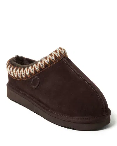 Dearfoams Fireside Grafton Genuine Shearling Clog Slipper With Taping In Brown