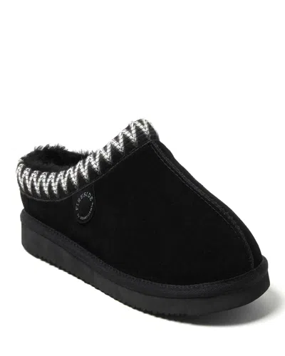 Dearfoams Fireside Grafton Genuine Shearling Clog Slipper With Taping In Black