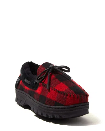 Dearfoams Ez Feet Men's Genuine Suede And Shearling Wool Moccasin In Multi